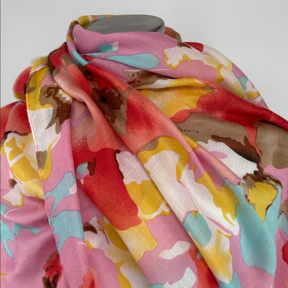 Joy Susan Womens Oversized Floral Poly Scarf Shawl Wrap 36 x 72 - Picture 4 of 11